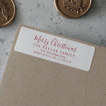 Minimalist Red Merry Christmas Return Address Return Address Label<br><div class="desc">These minimalist red Merry Christmas return address labels are perfect for a simple holiday card or invitation. The design features classic red and white typography paired with a rustic yet elegant script font with hand lettered style.</div>