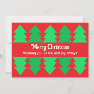 Minimalist Red Merry Christmas Tree Simple Design Holiday Card
