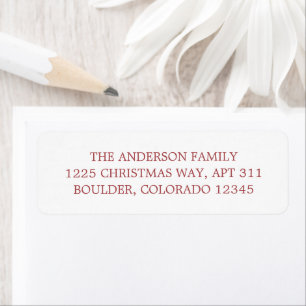 Minimalist Red Modern Christmas Return Address Label