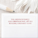 Minimalist Red Modern Christmas Return Address Return Address Label<br><div class="desc">Modern Christmas return address featuring a simple and minimalist design.</div>