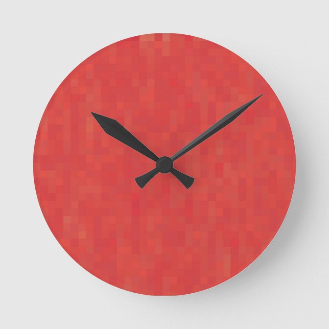 Minimalist red modern pattern elegant round clock (Front)