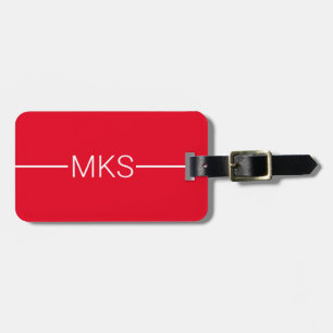 Minimalist Red Monogrammed Luggage Tag