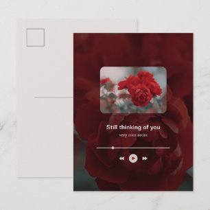 Minimalist Red Music Player Valentine's Day Holiday Postcard