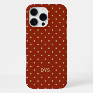 Minimalist Red Orange Custom Monogram Polka Dot  iPhone 16 Pro Max Case