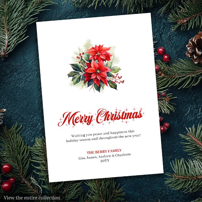 Minimalist Red Poinsettia Stylish Greeting Card (Minimalist Red Poinsettia Stylish Greeting Card

)