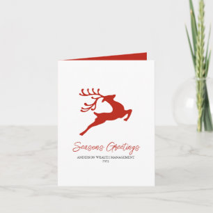 Minimalist Red Reindeer Folded Holiday greetings Card