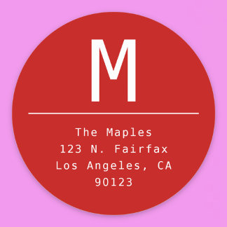 Minimalist Red Return Address Classic Round Sticker