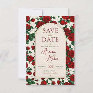 Minimalist Red Rose Elegant Floral Classic Rose RSVP Card