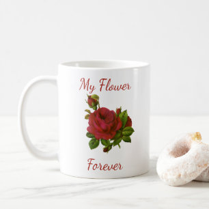 Minimalist Red Rose "My Flower Forever" Romantic C Coffee Mug