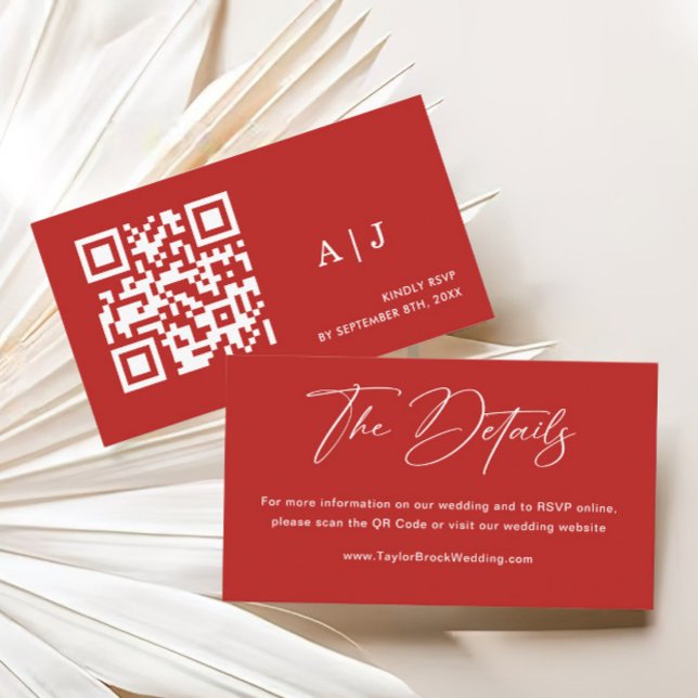 Minimalist Red Rose Wedding Details Enclosure Card (Creator Uploaded)