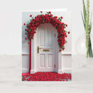 Minimalist Red Roses Door Card