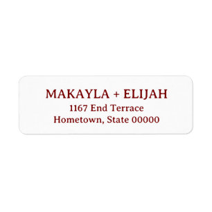 Minimalist Red Serif Name & Return Address Label