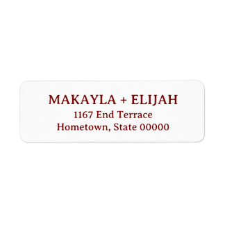 Minimalist Red Serif Name & Return Address Label