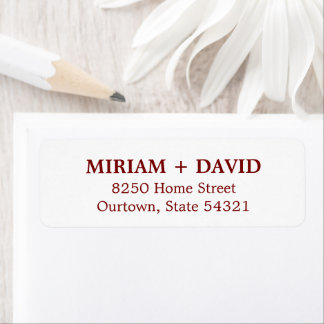 Minimalist Red Serif Name + Return Address Return Address Label