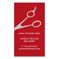 Minimalist Red Texture Silver Scissor Hair Stylist