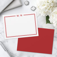 Minimalist Red Two Border Monogram