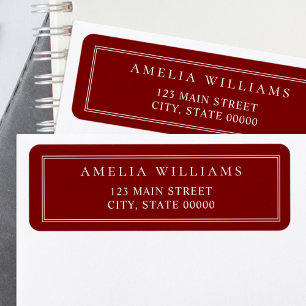 Minimalist Red Two Border Return Address Label