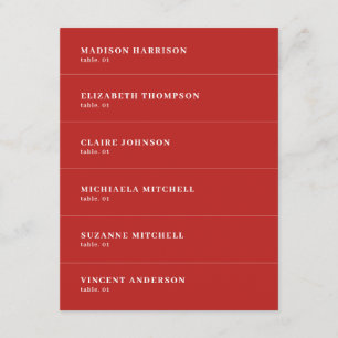 Minimalist Red Wedding Place Name Card DIY