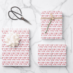 Minimalist red white double arrow hearts cute wrapping paper sheet
