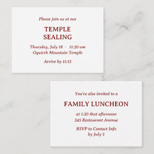 Minimalist Red & White Temple & Meal Invitation