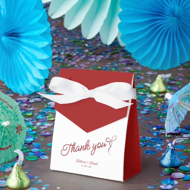 Minimalist Red & White Thank You Wedding Favour Box (Party)