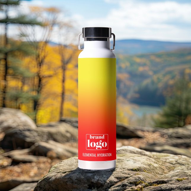 Minimalist Red Yellow Gradient Elemental Logo Water Bottle (Creator Uploaded)