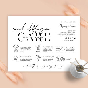 Minimalist Reed Diffuser Care Instructions Card