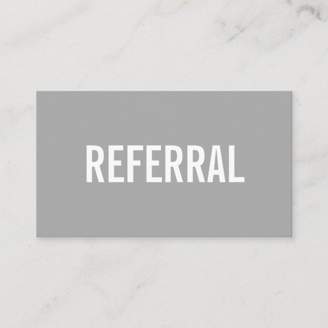 Minimalist referral grey modern business card (Front)