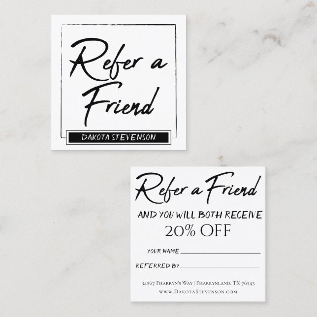 Minimalist Referral | Professional Black and White Card (Front/Back)