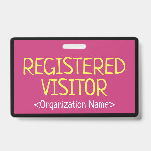 Minimalist "REGISTERED VISITOR" Badge ID Badge