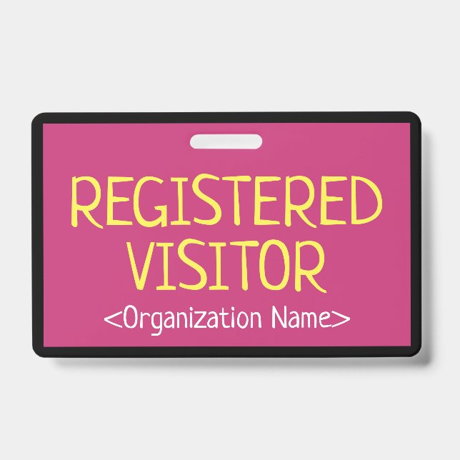 Minimalist "REGISTERED VISITOR" Badge ID Badge (Front)