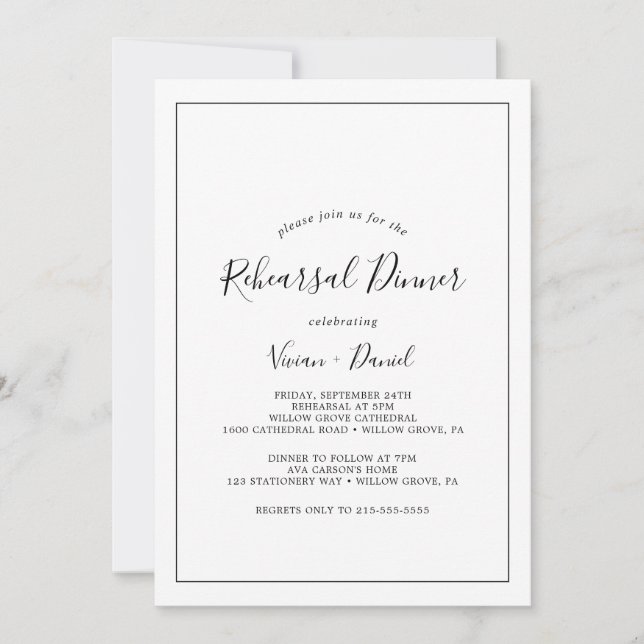 Minimalist Rehearsal Dinner Invitation (Front)