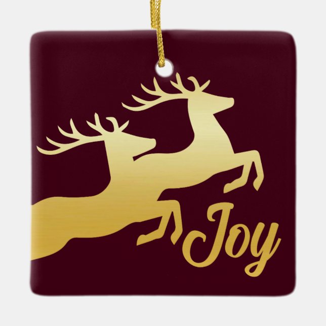 Minimalist Reindeer Ceramic Ornament (Front)