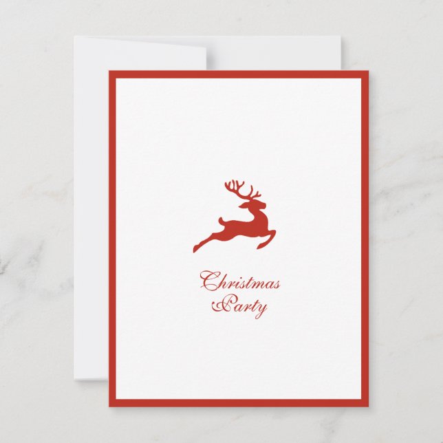 Minimalist Reindeer Christmas party Invitation  (Front)