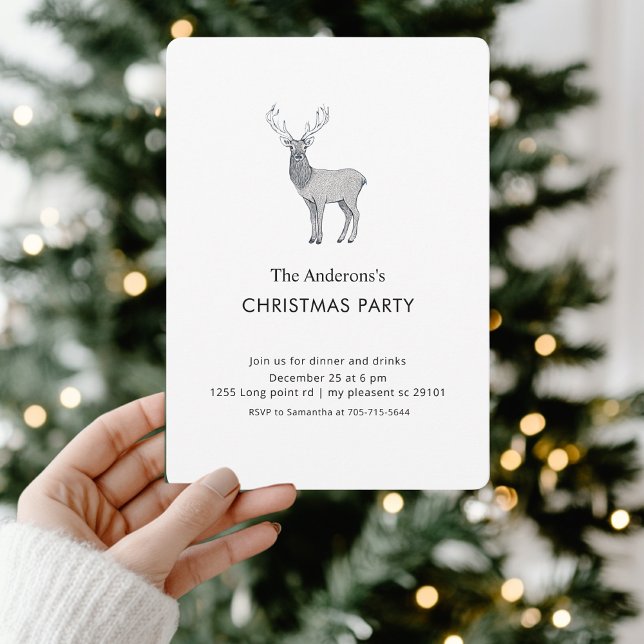Minimalist Reindeer Christmas Party Invitation (Creator Uploaded)