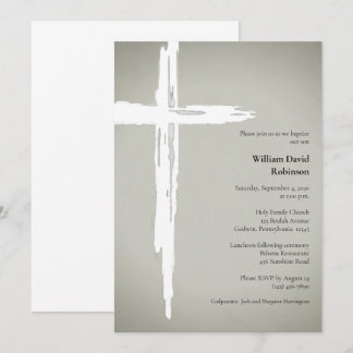 Minimalist Religious Christian Baptism Invitation