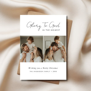 Minimalist Religious Glory To God Christmas Photo Holiday Card