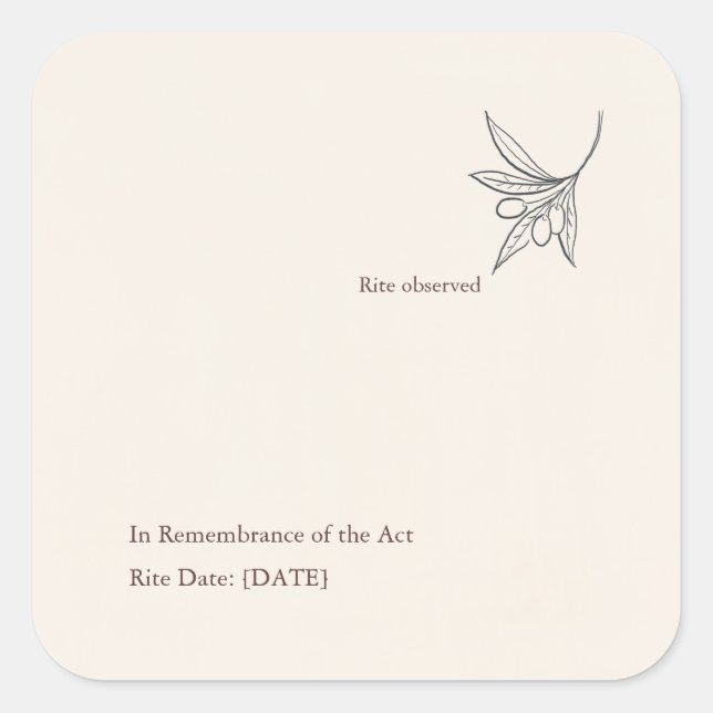 Minimalist Religious Keepsake Square Sticker (Front)