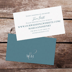 Minimalist Reply Via Website Budget Simple Blue Enclosure Card