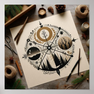 Minimalist Representation of the Four Seasons Poster