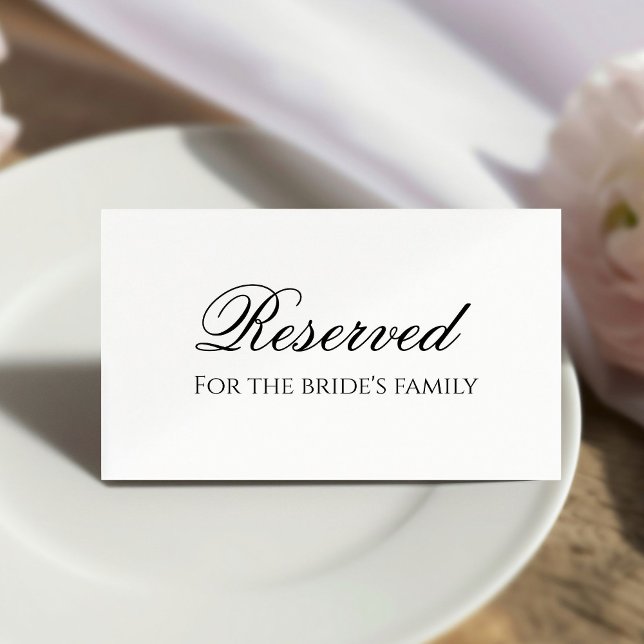 Minimalist reserve for the bride's family  place card (Creator Uploaded)
