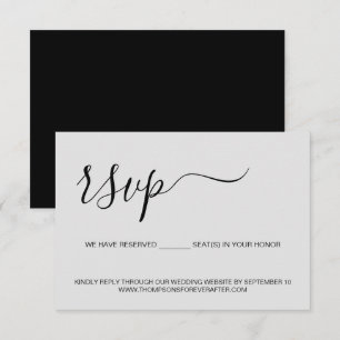 Minimalist Reserved Seat Wedding Website Grey RSVP Card