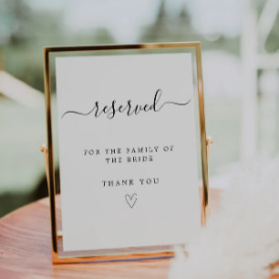 Minimalist Reserved Sign Family Table Sign Invitation