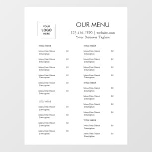 Minimalist Restaurant Menu Logo Window Cling