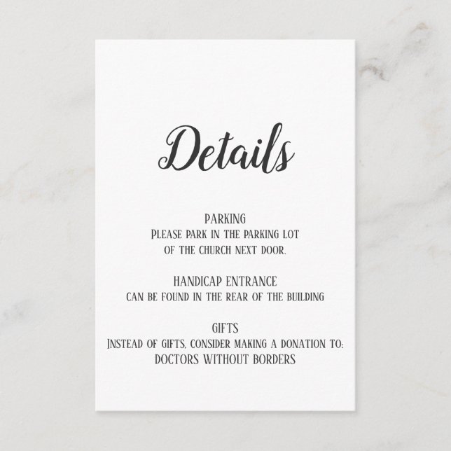 Minimalist Retirement Detail Insert Card (Front)