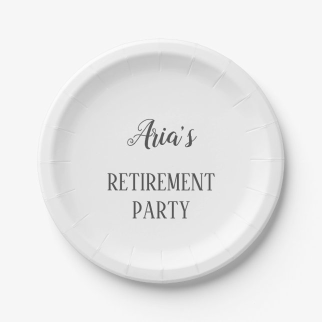 Minimalist Retirement Party Plates (Front)