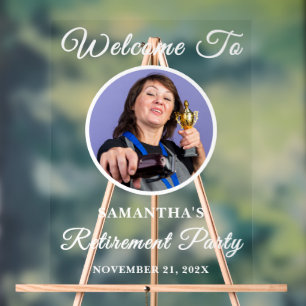 Minimalist Retirement Party Round Photo Welcome Acrylic Sign