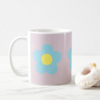 Minimalist Retro 90s Y2k Pastel Blue Flowers Lilac