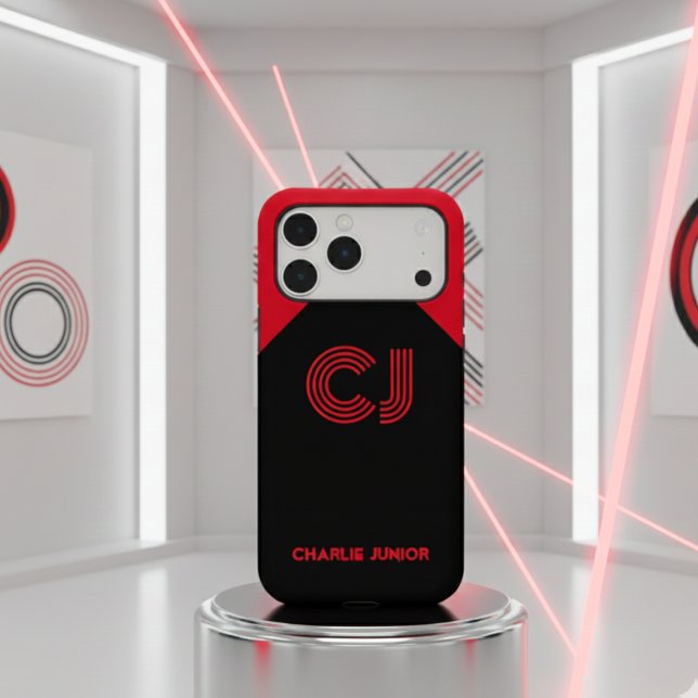 Minimalist Retro Aesthetic Red & Black Monogram  (Creator Uploaded)
