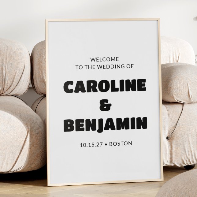 Minimalist Retro Black and White Wedding Welcome Poster (Creator Uploaded)
